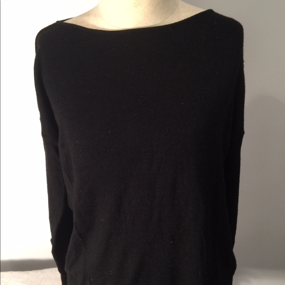 Black boat neck sweater tunic length.